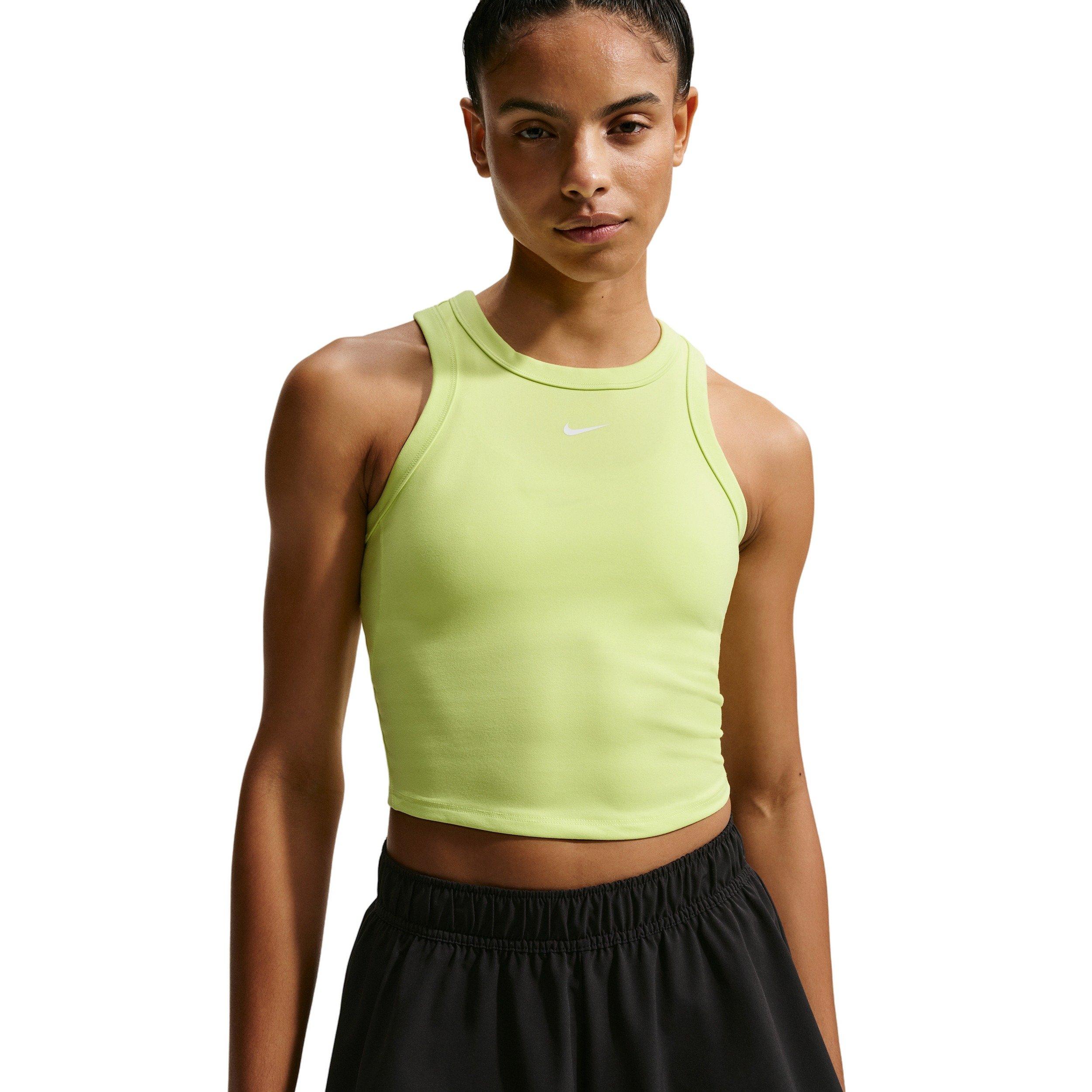 Nike Women's One Fitted Dri-FIT Cropped Tank Top - Yellow - YELLOW